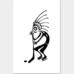 Kokopelli hockey black Posters and Art